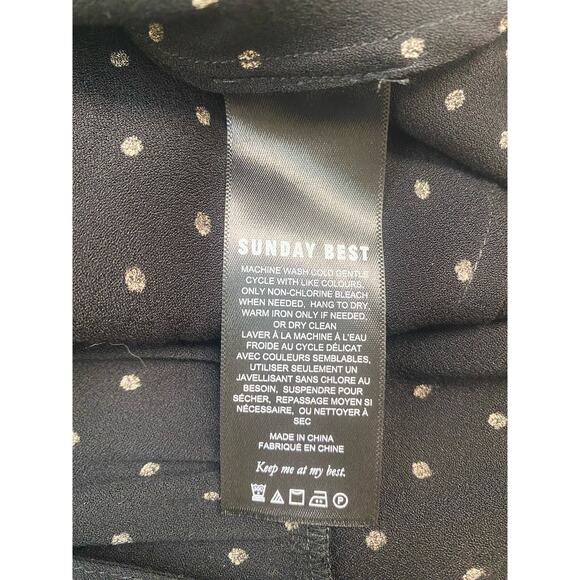 SUNDAY BEST B&W Polka Dot Short Sleeve Ruffle Trim Wrap Dress US MEDIUM NWT - Picture 15 of 16